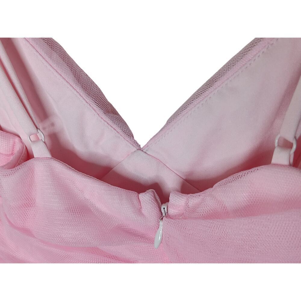 New without Tags Lulus Pink Tulle Pleated Sleeveless Tiered Mini Dress SZ XS - Picture 16 of 16